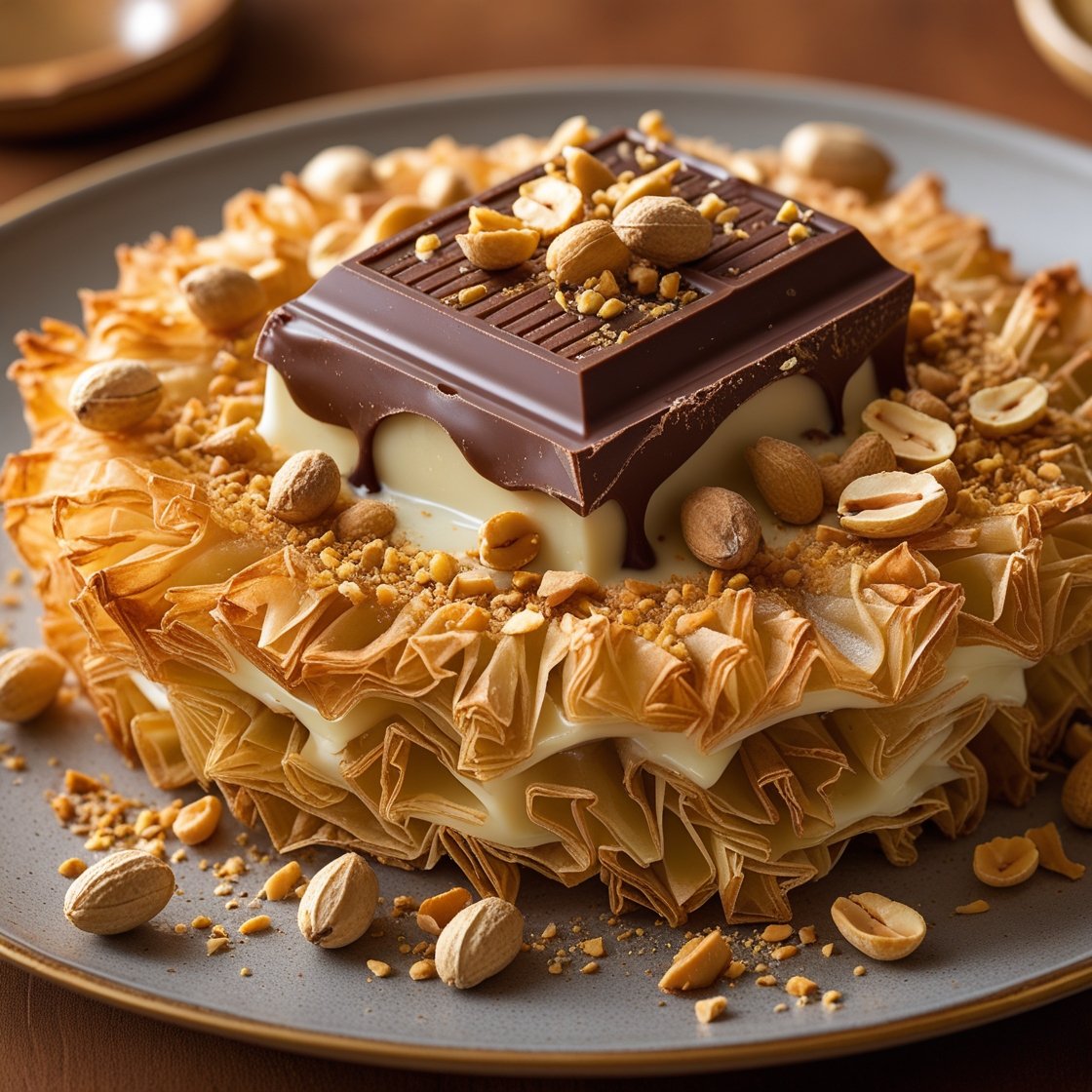 Kunafa with Pecan Chocolate